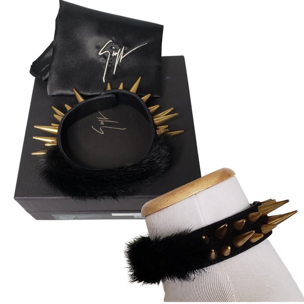 Authentic Giuseppe Zanotti Spike & Mink Fur Choker